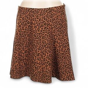 THE LIMITED Women's Brown Black Leopard Print Swing Midi Skirt Trendy Medium